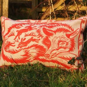 Fox Cushion in Berry Red - Peaceable Kingdom Cushions