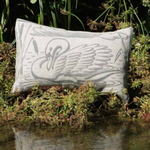 Swan Cushion in Fogggy Grey - Peaceable Kingdom Cushions