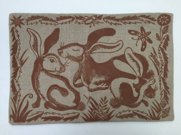 Hares Cushion in Earth Brown - Peaceable Kingdom Cushions