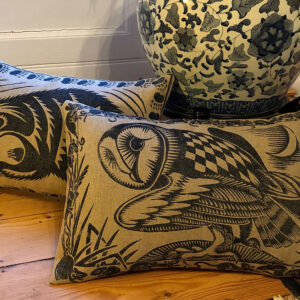 Owl Cushion in Blind Black - Peaceable Kingdom Cushions
